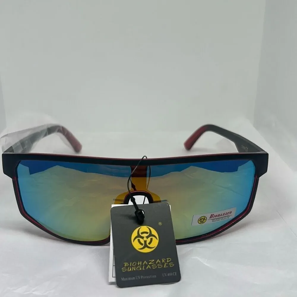 Biohazard Mirrored Shield Sunglasses – Model BZ66302